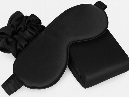 Lunar Lux Set - 100% Mulberry Silk Pillowcase, Eye Mask & Scrunchie Bundle for Beauty Sleep