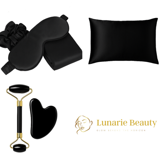 Silk Dreams Beauty Sleep Bundle - Jade Roller, Silk Pillowcase, Eye Mask & Scrunchie for Radiant Mornings