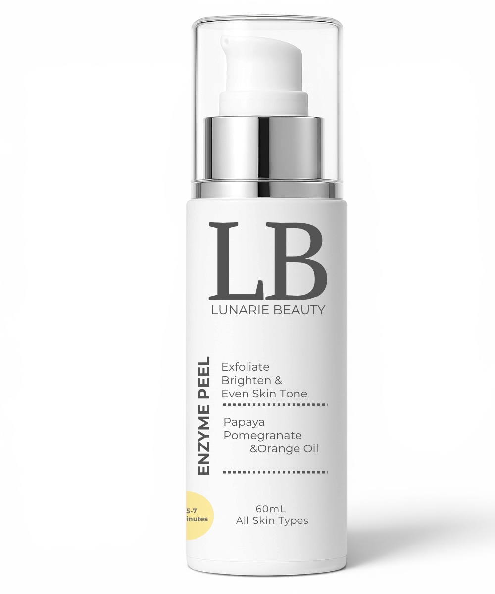 Lunarie Beauty enzyme peel bottle on a white background