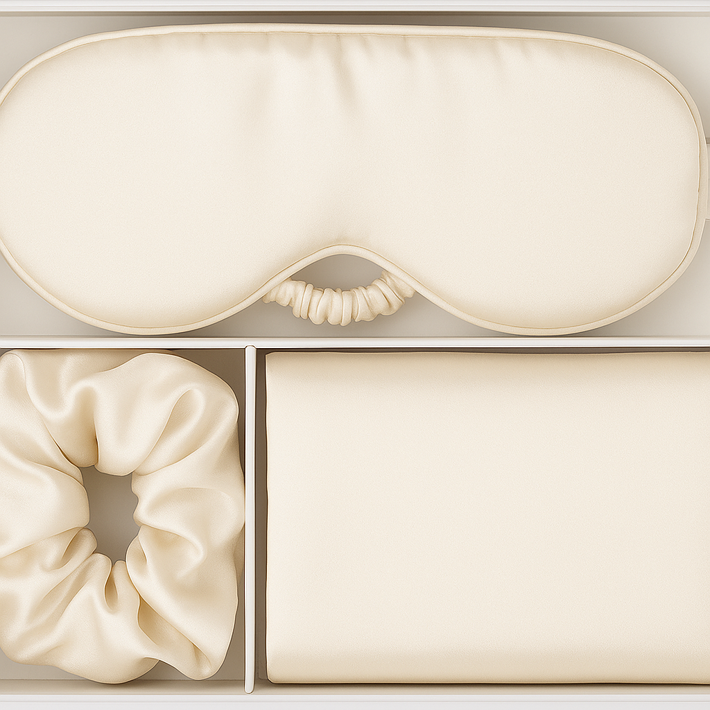 Silk Dreams Beauty Sleep Bundle - Jade Roller, Silk Pillowcase, Eye Mask & Scrunchie for Radiant Mornings