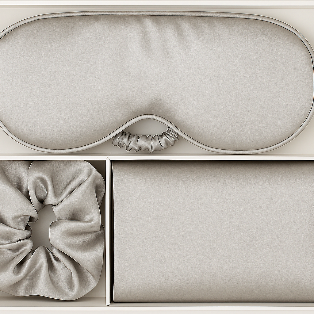 Silk Dreams Beauty Sleep Bundle - Jade Roller, Silk Pillowcase, Eye Mask & Scrunchie for Radiant Mornings