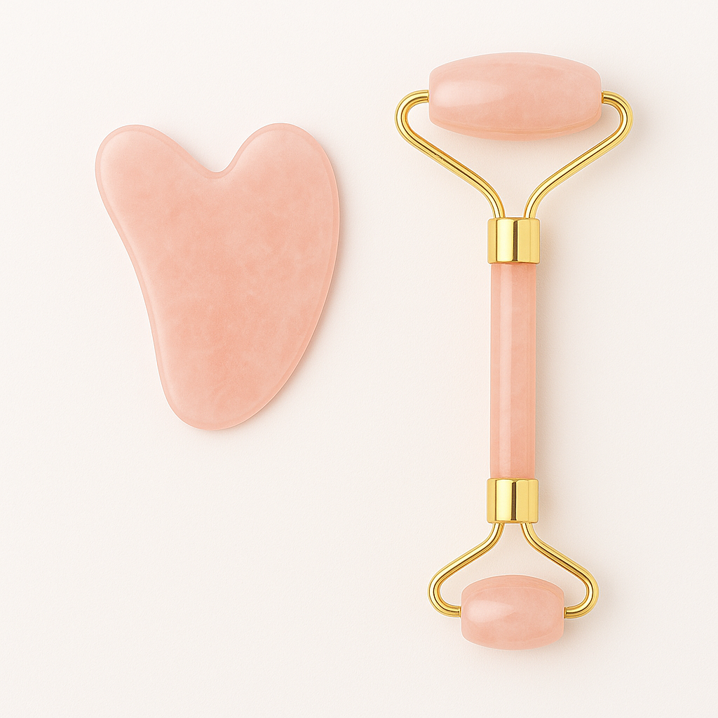 Jade Roller and Gua Sha Set - Authentic Jade Facial Massage Tools for Lymphatic Drainage and Sculpting