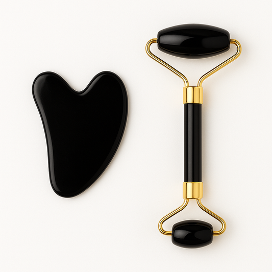 Jade Roller and Gua Sha Set - Authentic Jade Facial Massage Tools for Lymphatic Drainage and Sculpting