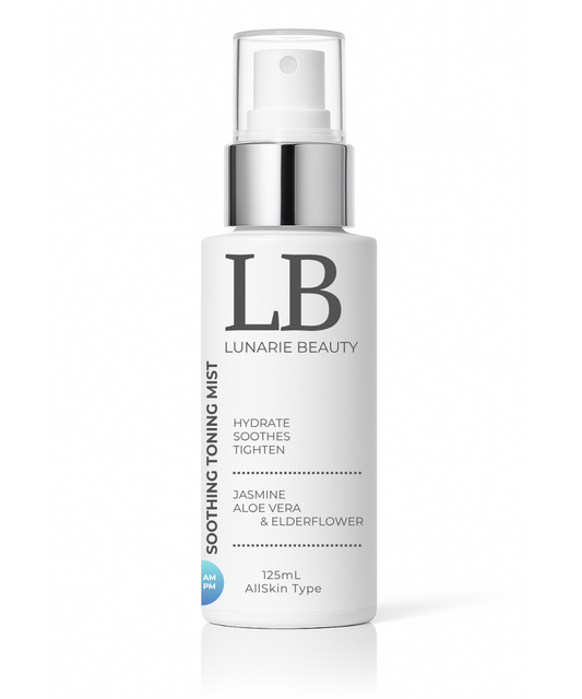 Lunarie Beauty sooting toning mist bottle on a white background