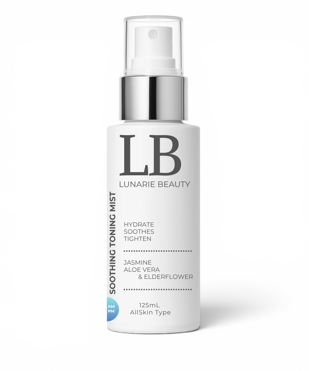 Lunarie Beauty sooting toning mist bottle on a white background