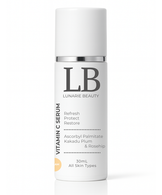 Lunarie Beauty vitamin C serum bottle on a white background